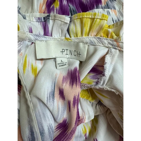 PINCH Polyester Color Splash Tiered Dress Stand Collar Flutter Sleeve Medium - Picture 4 of 10